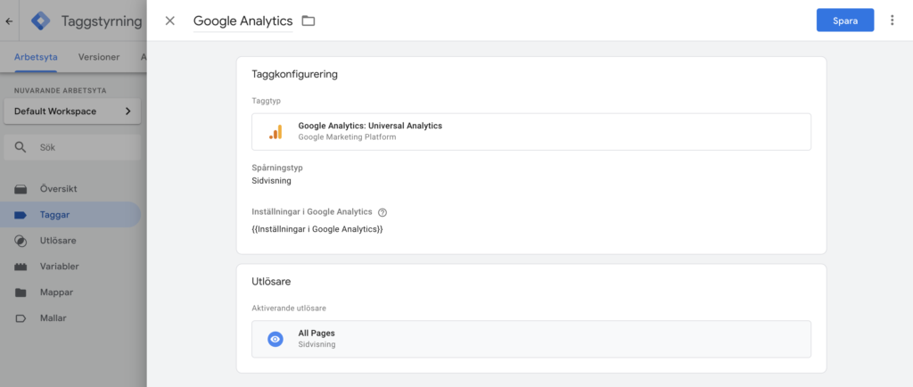 google tag manager taggkonfigurering